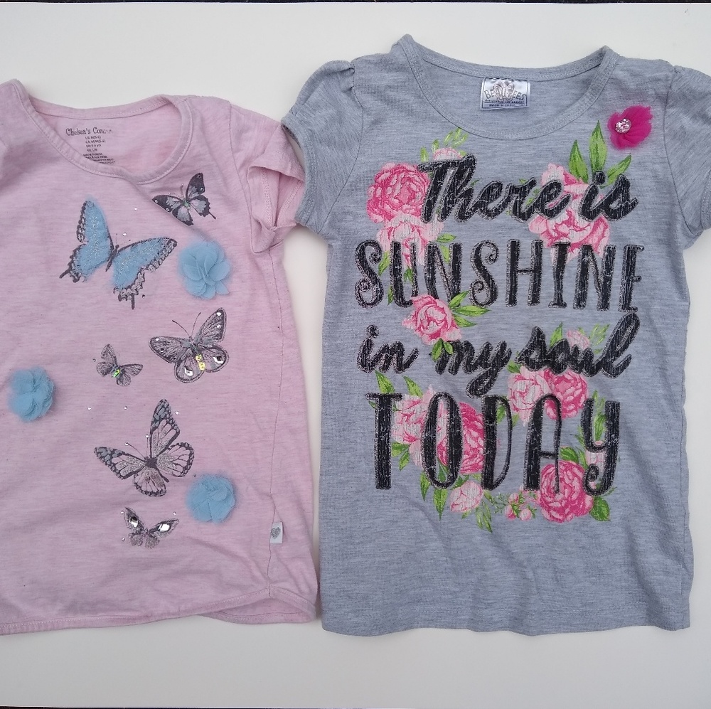 Three sparkly t-shirts, size 5-6